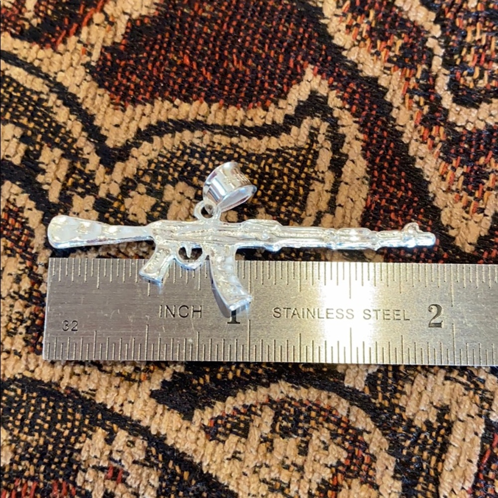 Sterling silver AK 47 machine Gun pendant - Picture 7 of 12
